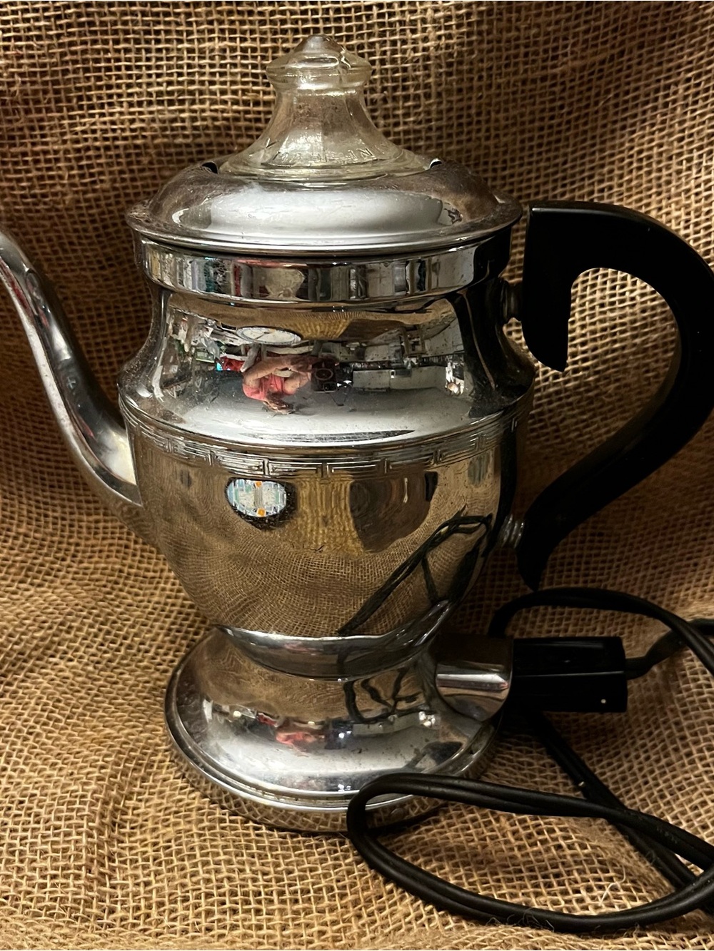 Westinghouse Vintage Silver Electric Coffee Percolator with Black Handle Made in